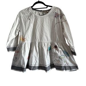 Holding Horses White Blouse with Embroidery peplum babydoll bohemian whimsical